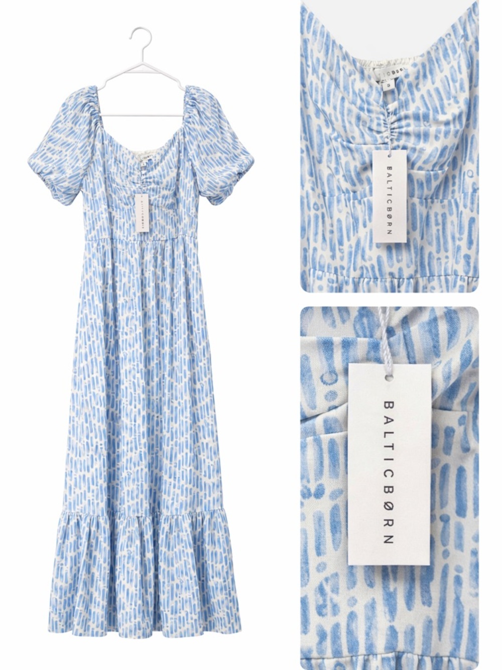Baltic Born Blue and White Printed Maxi Dress
